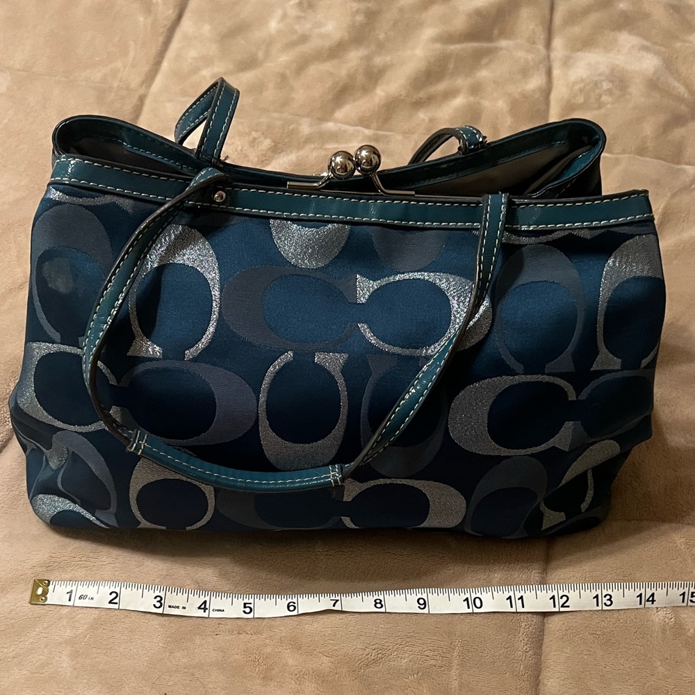 COACH Tote in Emerald Green and Silver - Picture 2 of 5